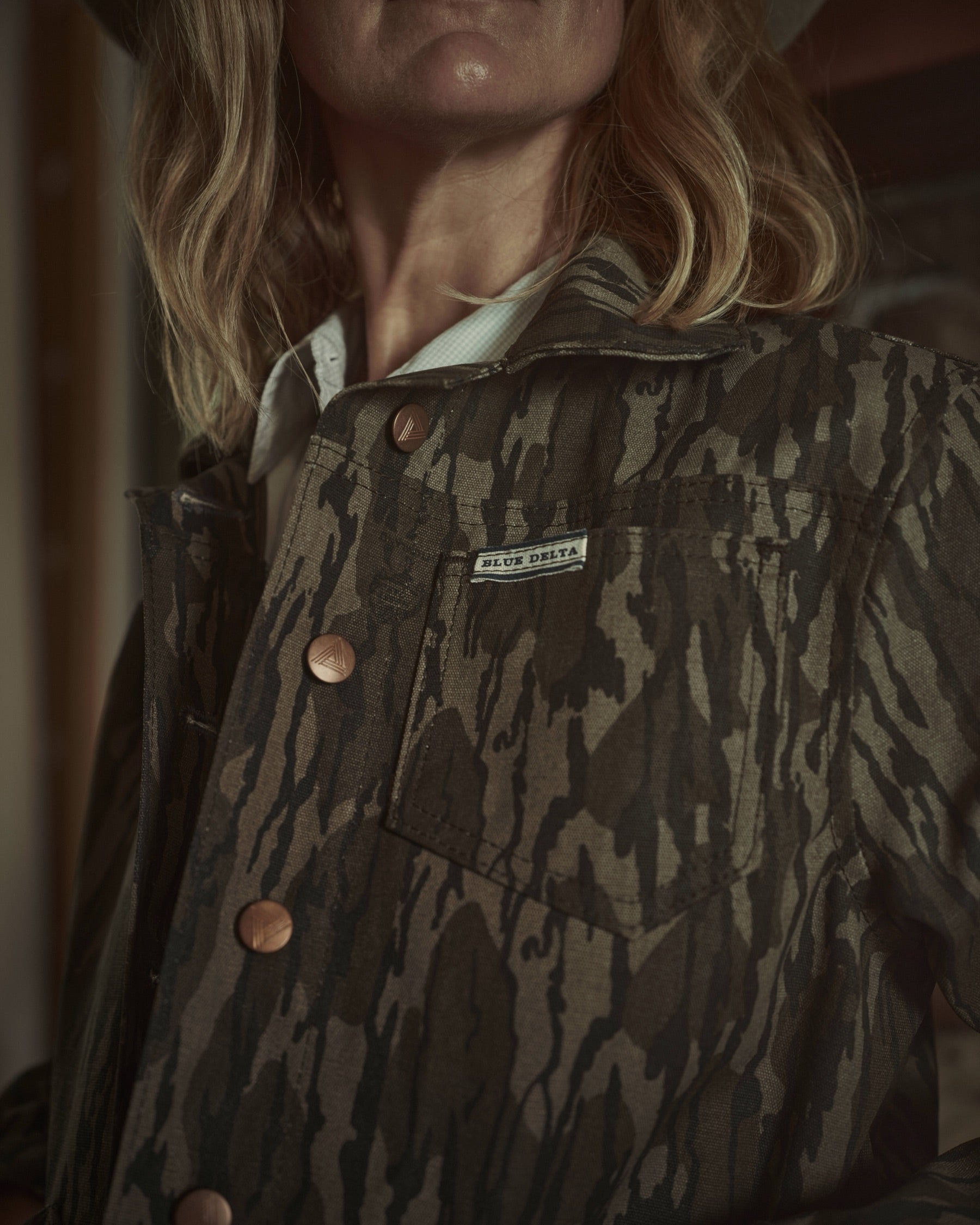 Women's Mossy Oak Camo Canvas Jacket | Lined | Made in USA | Blue