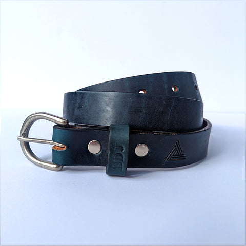 Navy Leather Belt Blue Delta Jeans