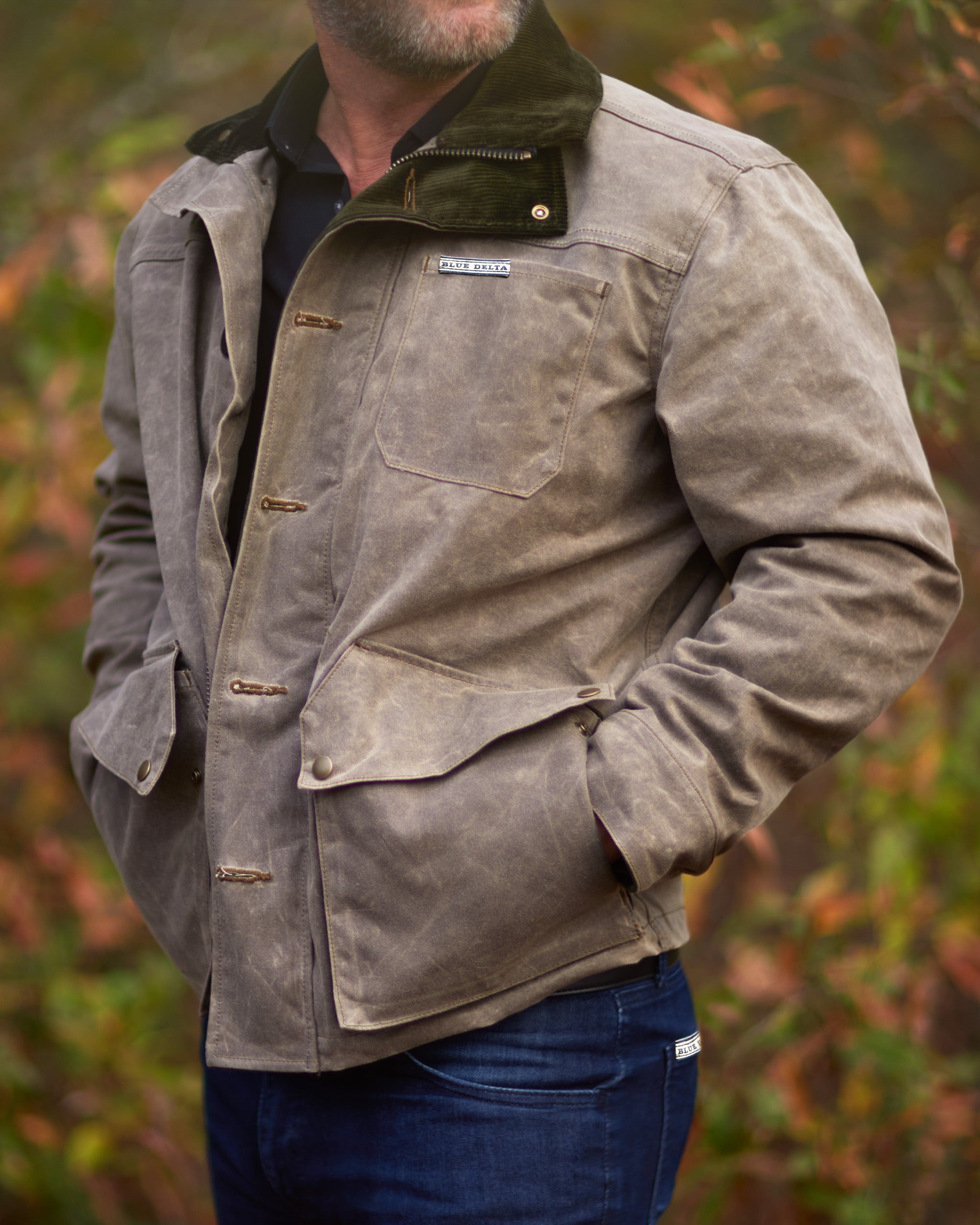Waxed Canvas Field Coat - Blue Delta Jeans Waxed Canvas Field Coat - Blue Delta Jeans