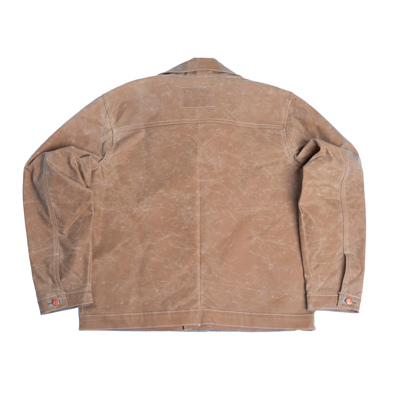 Blue Delta Jeans American made waxed jacket back view