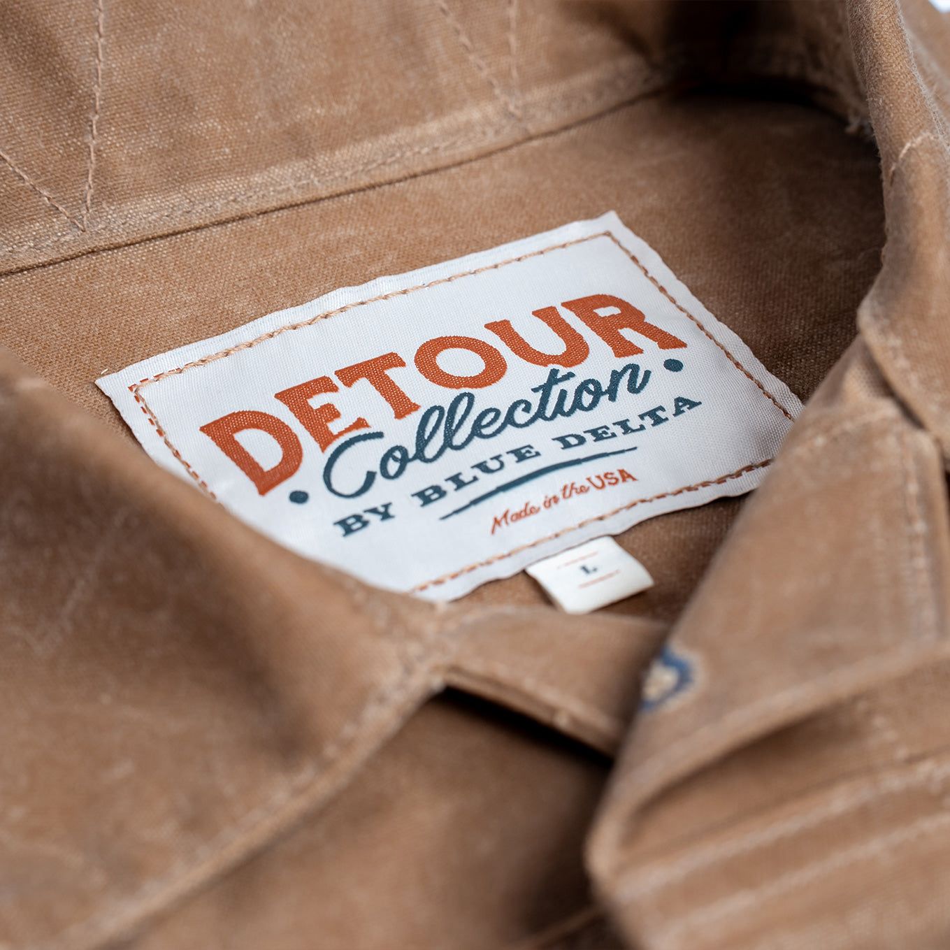 Hand-waxed canvas jacket fabric detail